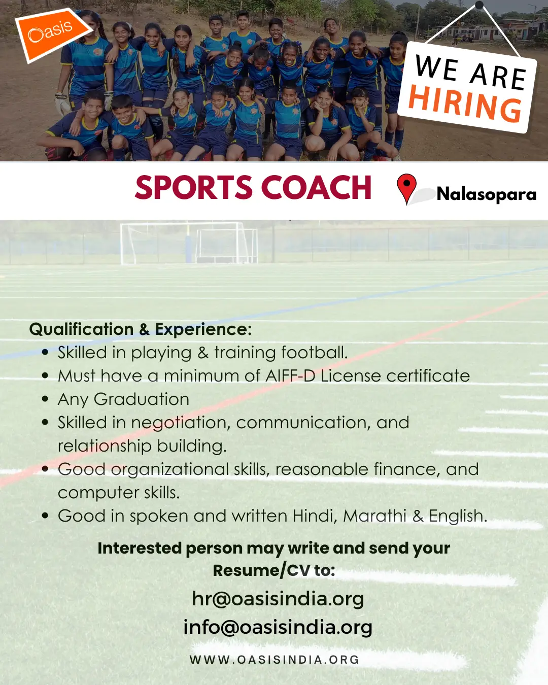 We are hiring - sports coach